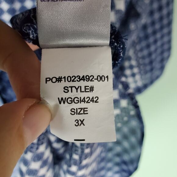 NYDJ Womens Lilibet Button Up Long Sleeve Blouse Medallion Medley Blue Size 3X - Picture 8 of 8